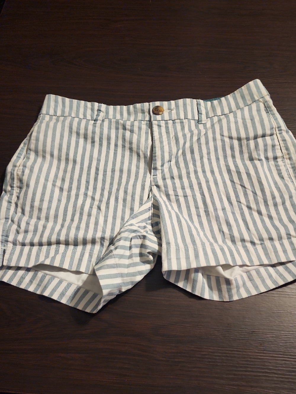 Old Navy Striped Cotton Bermuda Shorts - White & Light Blue